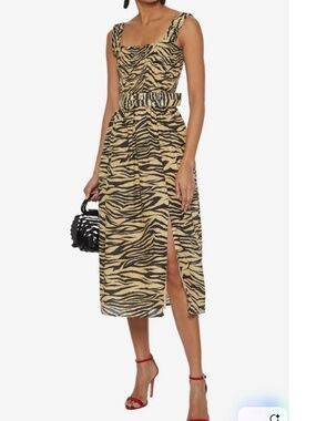 Nicholas Zebra Smocked Apron Dress with Belt Size 6 NWT